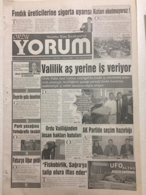 Ordu Yorum Gazetesi 24 Ocak 2007 - Valilik Aş Yerine İş Veriyor GZ23424 - 1