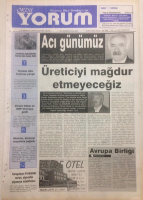 Ordu Yorum Gazetesi 24 Temmuz 2006 - Akpli Vekil YılmazÜreticiyi Mağdur Etmeyeceğiz GZ23376 - 1