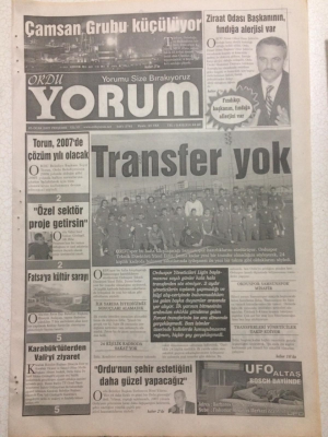 Ordu Yorum Gazetesi 25 Ocak 2007 - Orduspor Transfer Yok GZ23425 - 1