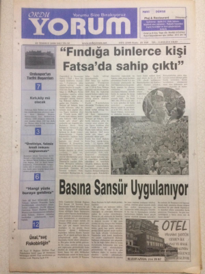 Ordu Yorum Gazetesi 25 Temmuz 2006 - Fındığa Binlerce Kişi Fatsada Sahip Çıktı GZ23377 - 1