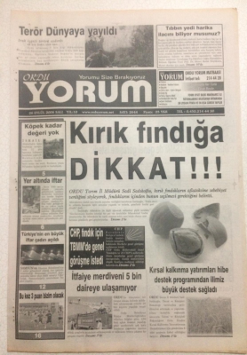 Ordu Yorum Gazetesi 26 Eylül 2006 - Kırık Fındığa Dikkat GZ23390 - 1