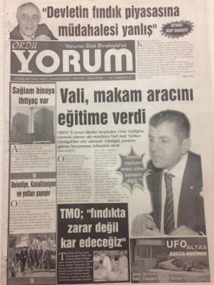 Ordu Yorum Gazetesi 26 Ocak 2007 - Vali Makam Aracını Eğitime Verdi GZ23426 - 1
