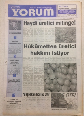 Ordu Yorum Gazetesi 26 Temmuz 2006 - Hükümetten Üretici Hakkını İstiyor GZ23378 - 1