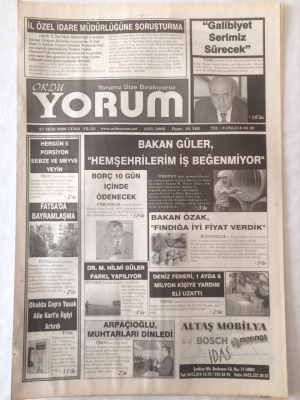 Ordu Yorum Gazetesi 27 Ekim 2006 - İl Özel İdare Müdürlüğüne Soruşturma GZ23185 - 1