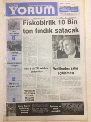 Ordu Yorum Gazetesi 27 Nisan 2006 - Fiskobirlik 10 Bin Ton Fındık Satacak GZ23309 - 1