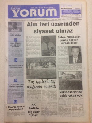 Ordu Yorum Gazetesi 28 Haziran 2006 - Alın Teri Üzerinden Siyaset Olmaz GZ23354 - 1