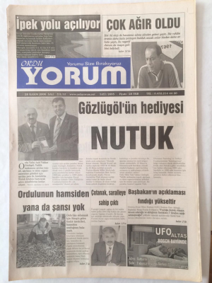 Ordu Yorum Gazetesi 28 Kasım 2006 - Başbakanın Açıklaması Fındığı Yükseltiyor GZ23237 - 1