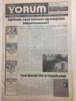 Ordu Yorum Gazetesi 29 Ağustos 2006 - Toprak Mahsülleri Ofisi İle Fiskobirlik Anlaştı GZ23504 - 1
