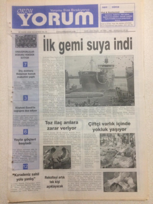 Ordu Yorum Gazetesi 29 Mayıs 2006 - İlk Gemi Suya İndi GZ23333 - 1
