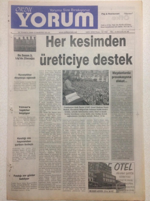 Ordu Yorum Gazetesi 29 Temmuz 2006 - Her Kesimden Üreticiye Destek GZ23381 - 1