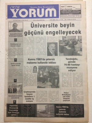Ordu Yorum Gazetesi 3 Mart 2006 - Üniversite Beyin Göçünü Engelleyecek GZ23457 - 1