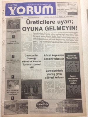 Ordu Yorum Gazetesi 3 Şubat 2006 - Üreticilere UyarıOyuna Gelmeyin GZ23433 - 1