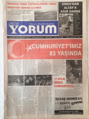 Ordu Yorum Gazetesi 30 Ekim 2006 - Ordu Spordan Altaya Ağır Darbe GZ23187 - 1