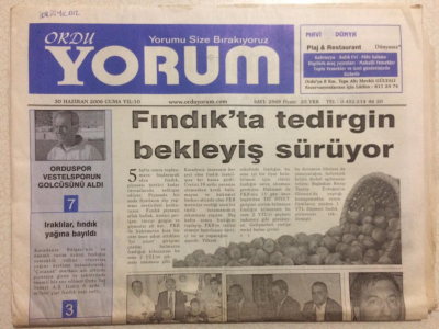 Ordu Yorum Gazetesi 30 Haziran 2006 - Fındıkta Tedirgin Bekleyiş Sürüyor GZ24781 - 1