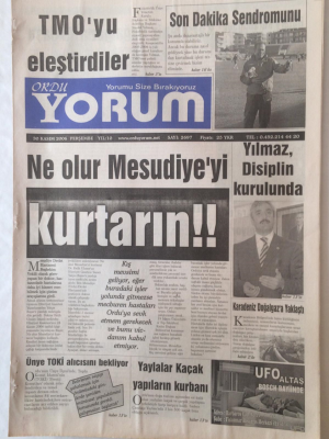 Ordu Yorum Gazetesi 30 Kasım 2006 - Tmoyu Eleştirdiler GZ23239 - 1