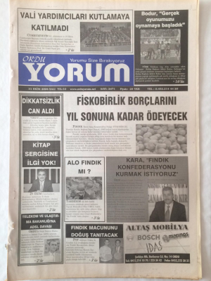 Ordu Yorum Gazetesi 31 Ekim 2006 - Fiskobirlik Borçlarını Yıl Sonuna Kadar Ödeyecek GZ23188 - 1