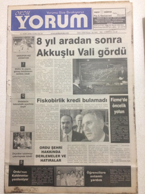 Ordu Yorum Gazetesi 31 Mart 2006 - 8 Yıl Aradan Sonra Akkuşlu Vali Gördü GZ23480 - 1