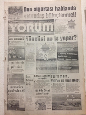 Ordu Yorum Gazetesi 31 Ocak 2007 - Don Sigortası Hakkında Vatandaş Bilinçlenmeli GZ23430 - 1
