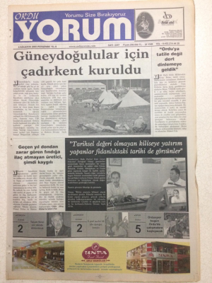 Ordu Yorum Gazetesi 4 Ağustos 2005 - Güneydoğulular İçin Çadır Kent Kuruldu GZ23510 - 1