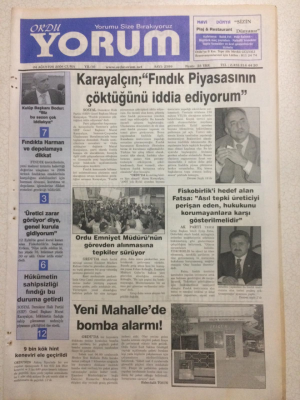 Ordu Yorum Gazetesi 4 Ağustos 2006 - Murat KarayalçınFındık Piyasası Çöktü GZ23484 - 1