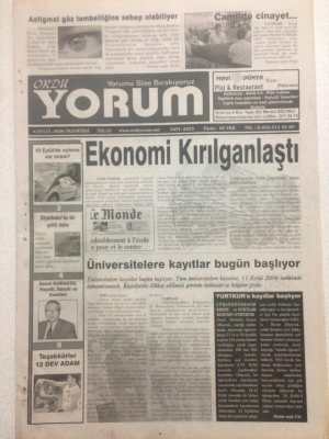 Ordu Yorum Gazetesi 4 Eylül 2006 - Ekonomi Kırgınlaştı GZ23397 - 1