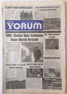 Ordu Yorum Gazetesi 4 Kasım 2006 - Tmo Okulun Spor Salonunu Depo Olarak Kiraladı GZ23218 - 1
