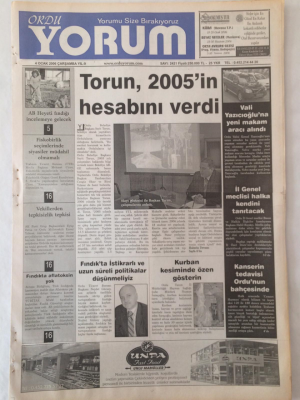 Ordu Yorum Gazetesi 4 Ocak 2006 - Torun, 2005in Hesabını Verdi GZ23147 - 1