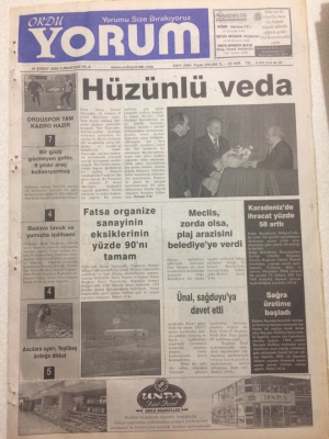 Ordu Yorum Gazetesi 4 Şubat 2006 - Hüzünlü Veda GZ23434 - 1
