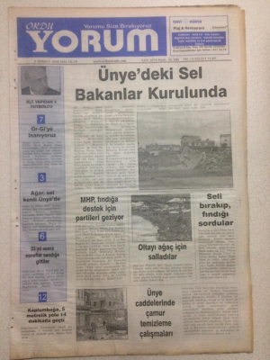 Ordu Yorum Gazetesi 4 Temmuz 2006 - Ünyedeki Sel Bakanlar Kurulunda GZ23359 - 1