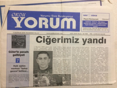 Ordu Yorum Gazetesi 5 Haziran 2006 - Ciğerimiz Yandı GZ24786 - 1