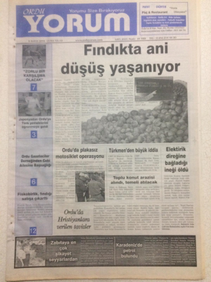 Ordu Yorum Gazetesi 5 Mayıs 2006 -Fındıkta Ani Düşüş Yaşanıyor GZ23314 - 1
