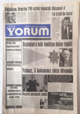 Ordu Yorum Gazetesi 5 Nisan 2007 - Başbakana Halk Fındıktan Dolayı Tepkili GZ23243 - 1
