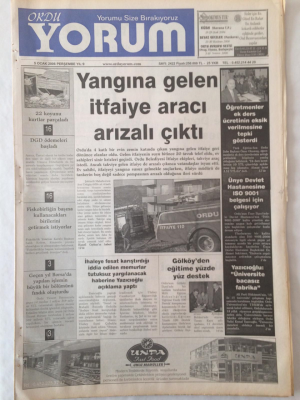 Ordu Yorum Gazetesi 5 Ocak 2006 - Yangına Gelen İtfaiye Aracı Arızalı Çıktı GZ23148 - 1