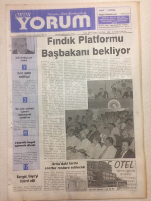 Ordu Yorum Gazetesi 5 Temmuz 2006 - Fındık Platformu Başbakanı Bekliyor GZ23360 - 1