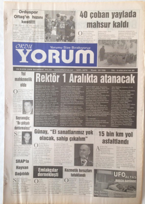 Ordu Yorum Gazetesi 6 Kasım 2006 - Orduspor Oftaşın Hızını Kesti GZ23219 - 1