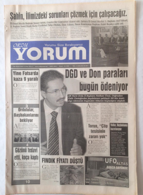 Ordu Yorum Gazetesi 6 Nisan 2007 - Şahin İlimizdeki Sorunu Çözmek İçin Çalışacağız GZ23244 - 1