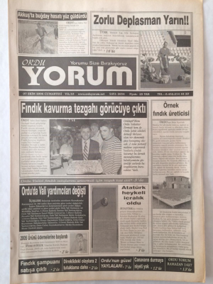 Ordu Yorum Gazetesi 7 Ekim 2006 - Fındık Kavurma Tezgahı Görücüye Çıktı GZ23171 - 1