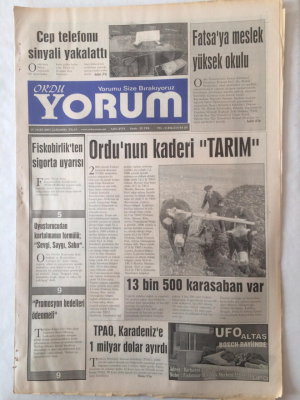 Ordu Yorum Gazetesi 7 Mart 2007 - Ordunun Kaderi Tarım GZ23193 - 1