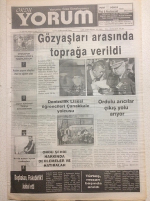 Ordu Yorum Gazetesi 7 Nisan 2006 - Şehit Adem Öğlü Gözyaşları Arasında Toprağa Verildi GZ23293 - 1