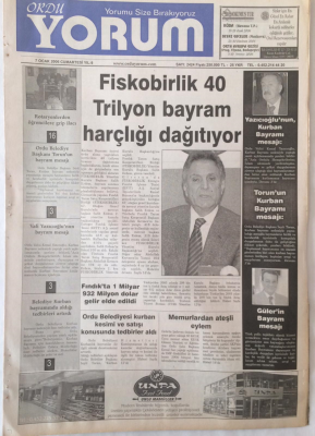Ordu Yorum Gazetesi 7 Ocak 2006 - Fiskobirlik 40 Trilyon Bayram Harçlığı Dağıtıyor GZ23150 - 1