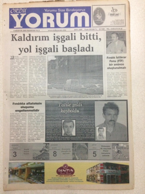 Ordu Yorum Gazetesi 8 Ağustos 2005 - Kaldırım İşgali Bitti Yol İşgali Başladı GZ23513 - 1