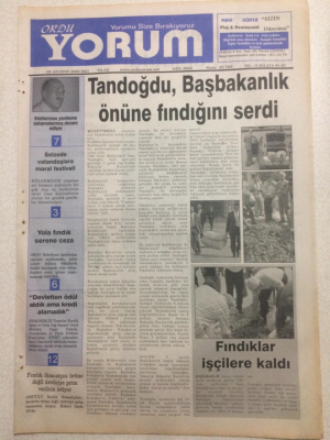 Ordu Yorum Gazetesi 8 Ağustos 2006 - Yola Fındık Serene Ceza GZ23487 - 1