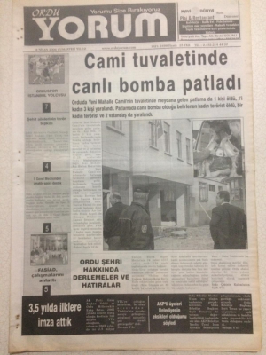 Ordu Yorum Gazetesi 8 Nisan 2006 - Cami Tuvaletinde Canlı Bomba Patladı GZ23294 - 1