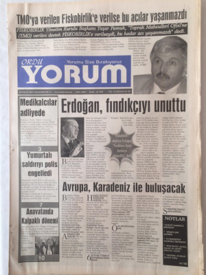 Ordu Yorum Gazetesi 9 Nisan 2007 - Erdoğan Fındıkçıyı Unuttu GZ23246 - 1