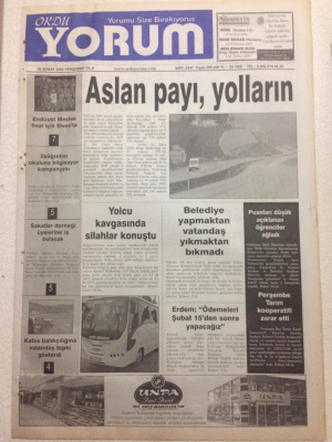 Ordu Yorum Gazetesi 9 Şubat 2006 - Aslan Payı Yolların GZ23438 - 1