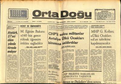 Orta Doğu Gazetesi 10 Kasım 1975 - CHP Belediye Başkanları Moskovaya Taşınıyor GZ89385 - 1
