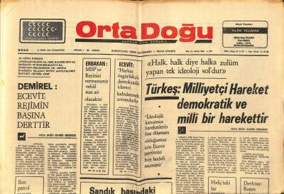 Orta Doğu Gazetesi 11 Ekim 1975 - Türkeş Milliyetçi Hareket Demokratik Ve Milli Bir Harekettir GZ89245 - 1