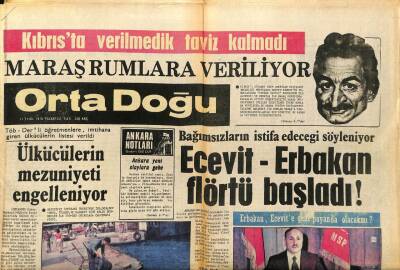 Orta Doğu Gazetesi 11 Eylül 1978 - Ecevit Necmettin Erbakan Flörtü Başladı GZ89398 - 1