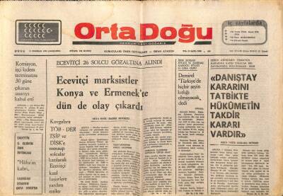 Orta Doğu Gazetesi 11 Haziran 1975 - Ecevitçi 26 Solcu Gözaltına Alındı GZ89243 - 1