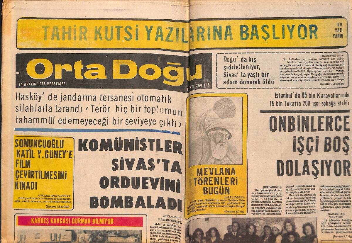 Orta Doğu Gazetesi 14 Aralık 1978 - Esnaf Ve Sanatkarlar İflasa Sürükleniyor! - Lübnan'da Çarpışmalar Yeniden Başladı! GZ139401 - 1